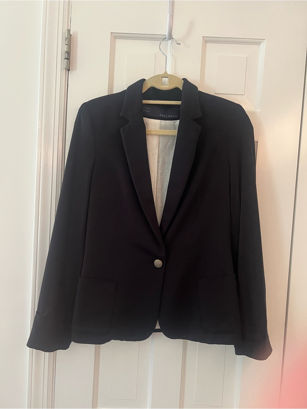 Zara Black Single-Button Tailored Blazer